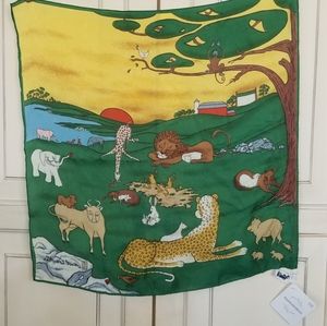 Vintage "Grant Gaither" silk scarf animal theme.